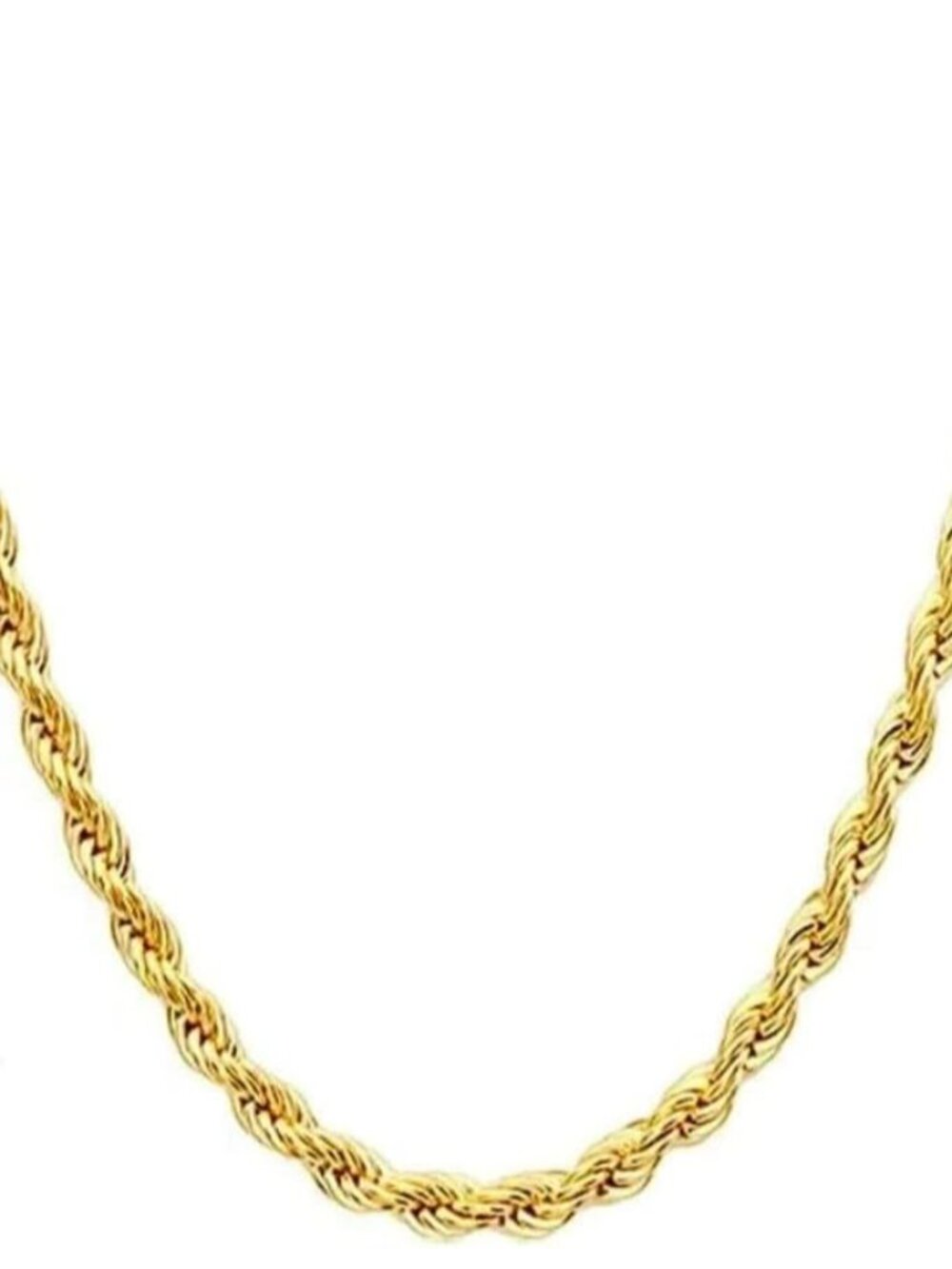 14K Yellow Solid Gold 1.5mm、2mm、3.2mm and Twisted Rope Chain Necklace, Ideal Gif